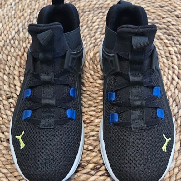 Puma Other - PUMA Kids Sneakers – Size 2C – Black/Blue/Neon Yellow – Only Wore Once!